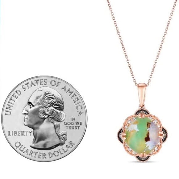 14k Levian Strawberry Gold Vanilla Chocolate Peacock Clover Pendant Necklace - Picture 5 of 7